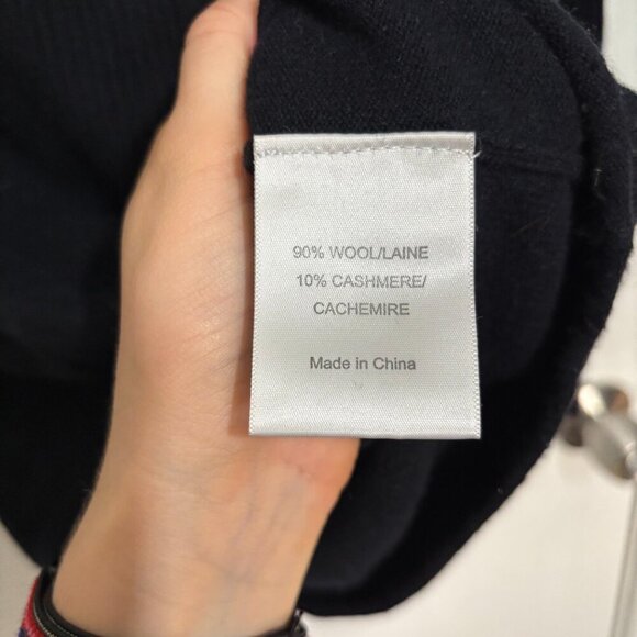 Tory Burch Cashmere Wool Blend Half Zip Sweater with Logo Pull Medium Black - Picture 4 of 5